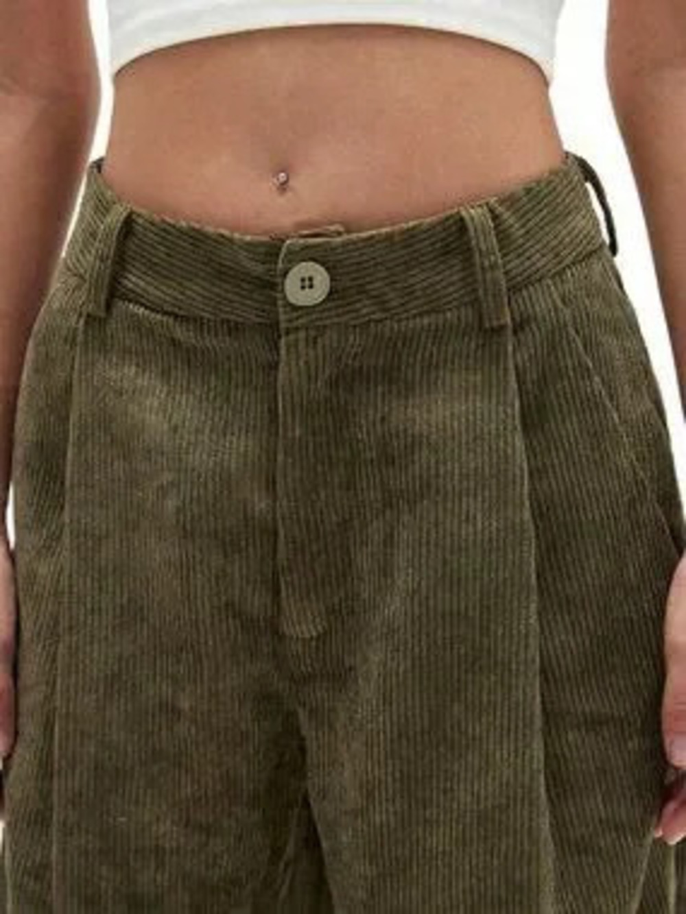 ZARA Army Green Casual Women's Straight Leg Pants